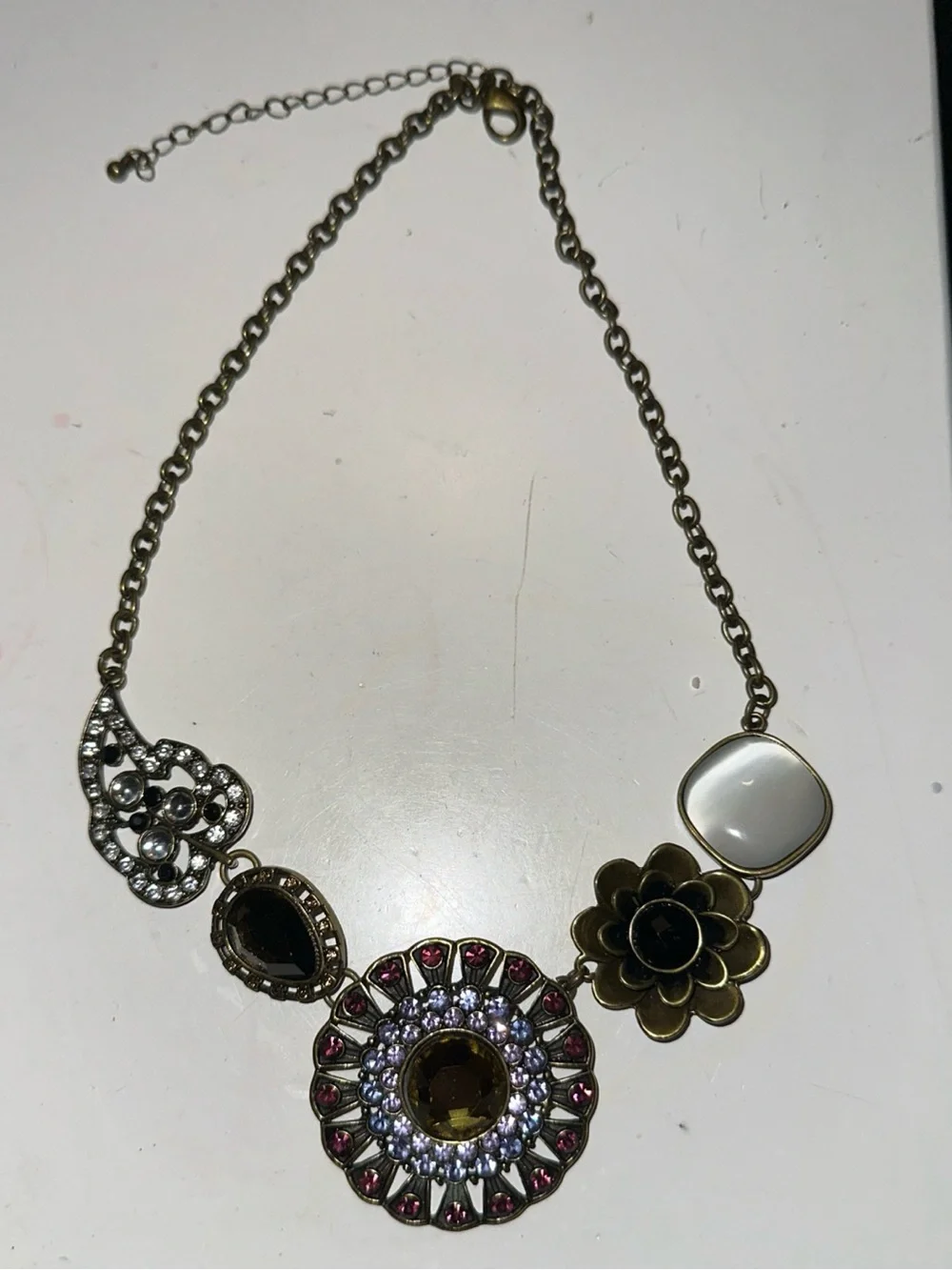 Park Lane Casablanca Necklace 10990 Statement Floral Austrian Crystal Amethyst
